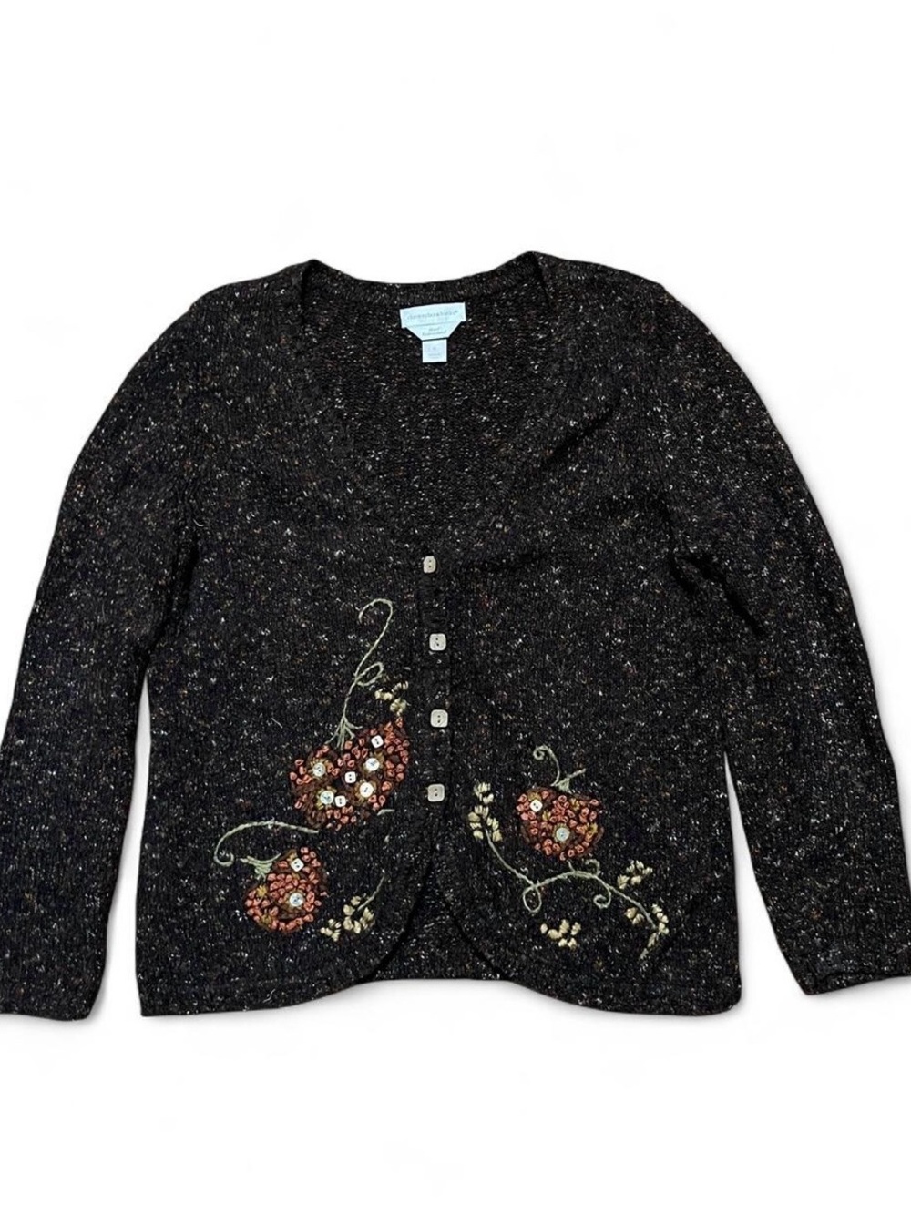 Christopher & Banks Pumpkin Hand Embroidered Cardigan Sweater
